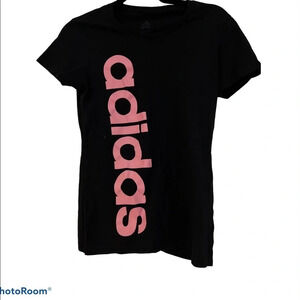 Adidas black  pink logo shortsleeved T-shirt Sz S
